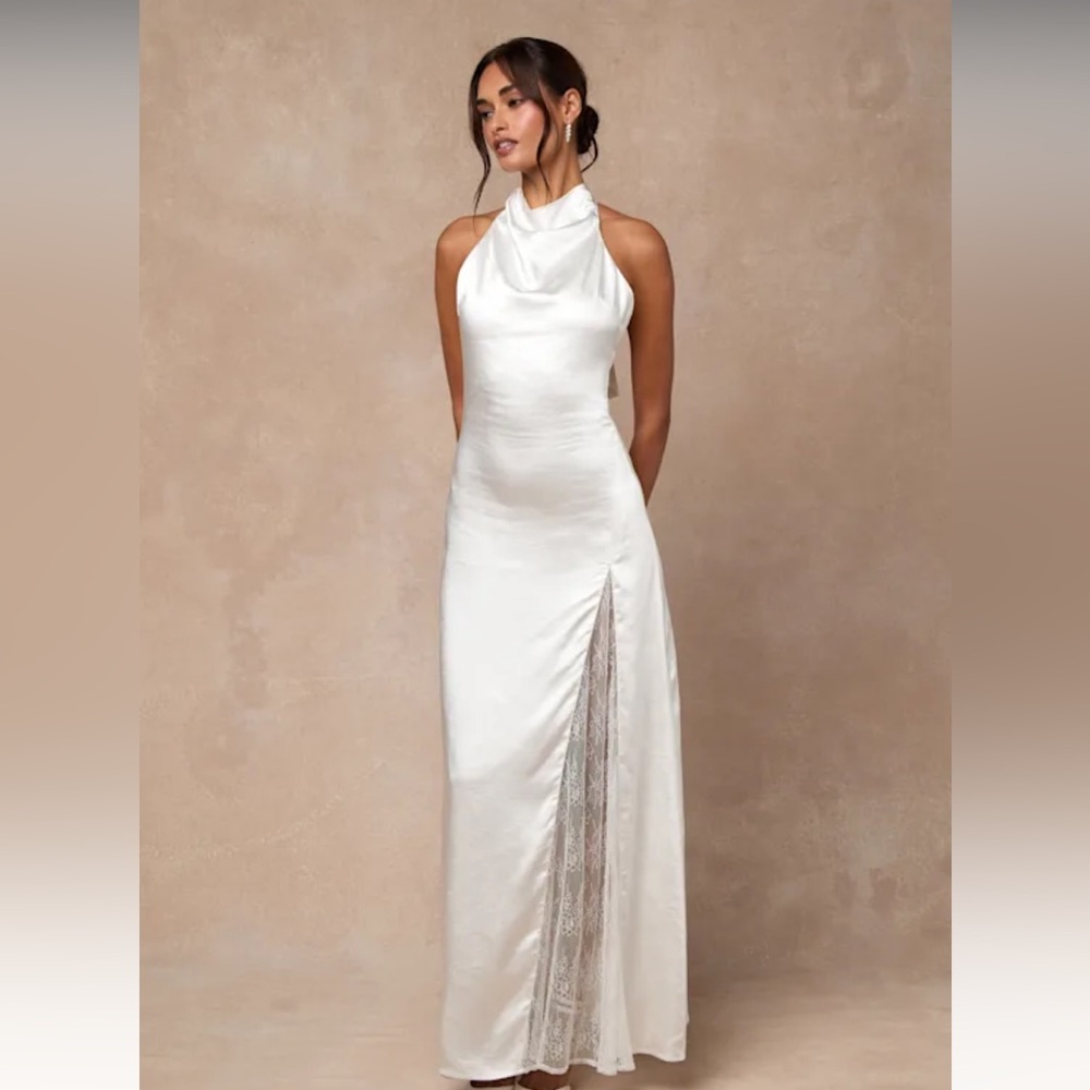 Lulu's Ivory Satin Concetta Dress